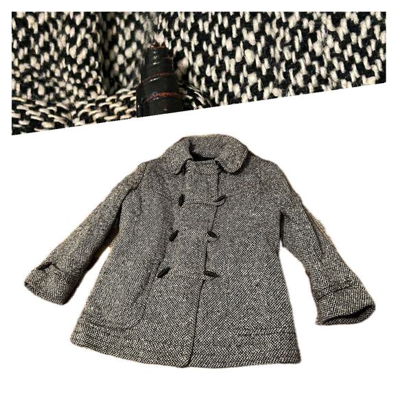 Vintage 1960s Black and White Tweed Coat Toggle Overcoat / Women’s Medium* - Picture 1 of 5
